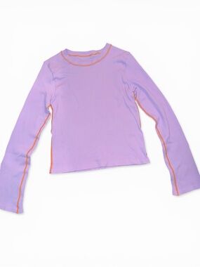 NWT OQQ Ribbed Long Sleeve Top Size L | Purple Athletic Top Zip Sleeve Detail